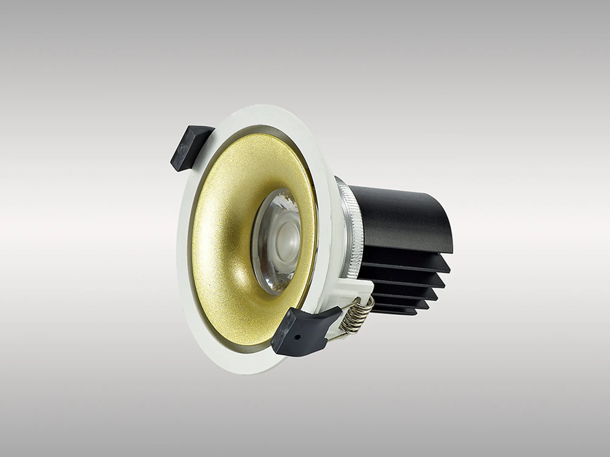 DM202031  Bolor 9 Tridonic Powered 9W 2700K 770lm 36° CRI>90 LED Engine White/Gold Fixed Recessed Spotlight, IP20